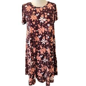 LuLaRoe Sheath Dress Womens Small Multi Floral Short Sleeve Round Neck Pullover